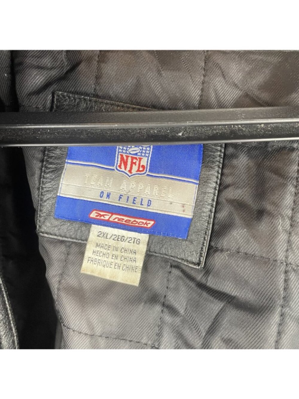Vintage 90s New York Jets Reebok NFL Leather Bomber Jacket – Men’s 2XL Black - Picture 2 of 6